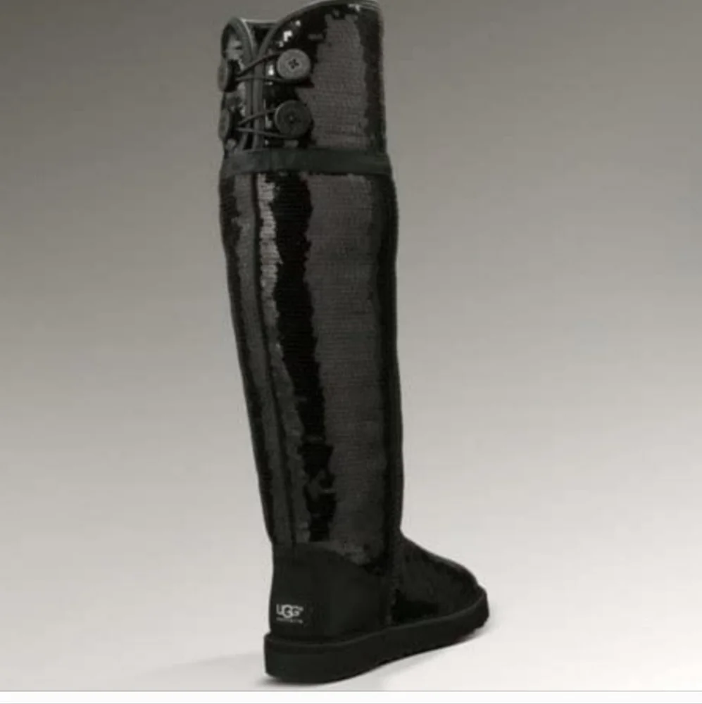 Ugg Bailey Button Sequin Over The Knee Boots Sherpa Shearling Designer #778